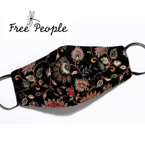 Free People Other - NWT Free People Black Velvet Embellished Mask